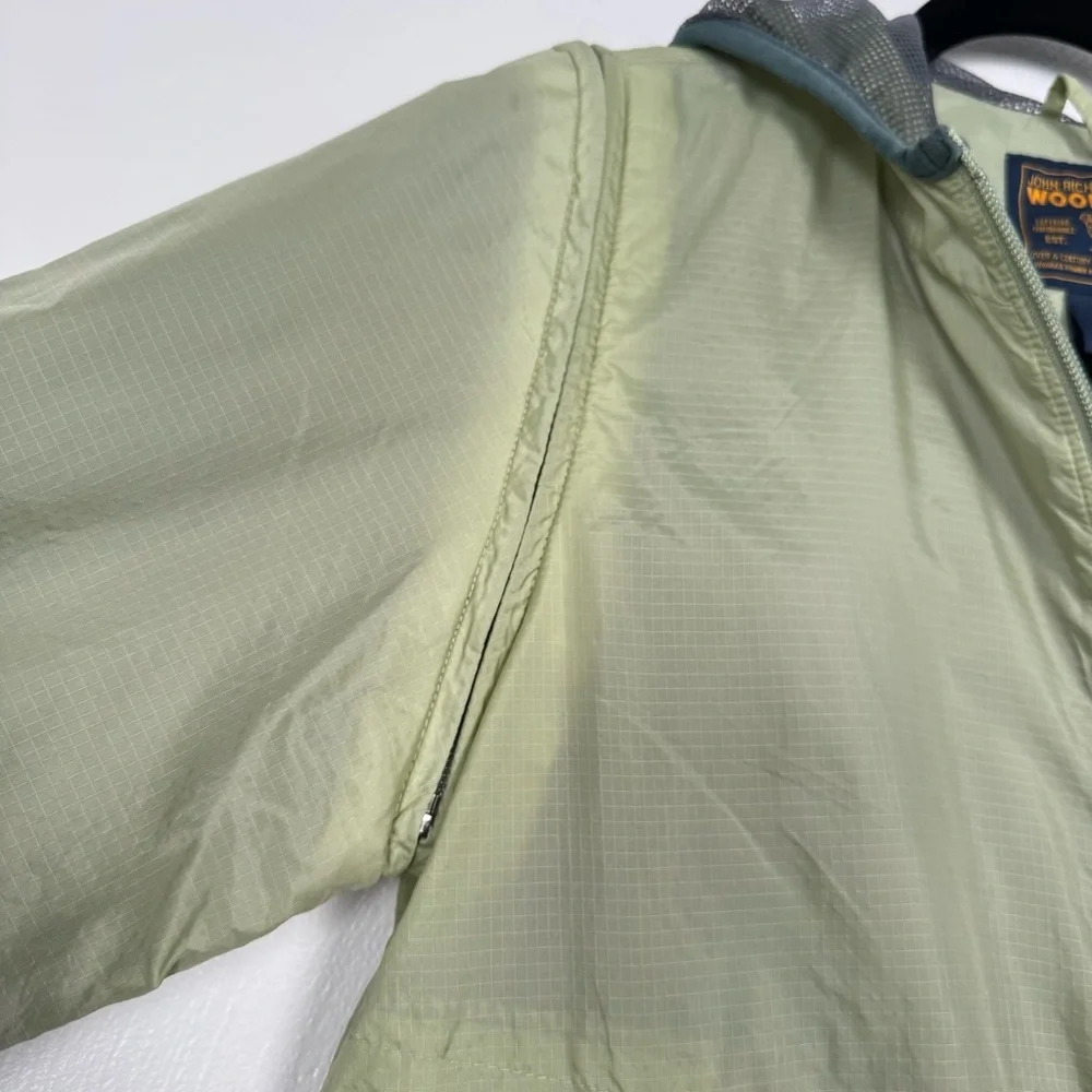 Woolrich Jacket Women Small Green Nylon Windbreaker Removable‎ Sleeves Outdoor